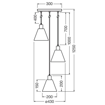 Ledvance - Hanglamp aan een koord DECOR RAFFIA 3xE27/15W/230V raffia bast
