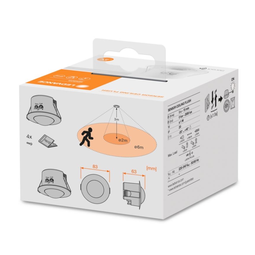 Ledvance - Inbouw Infra Rood Bewegingssensor FLUSH 230V wit