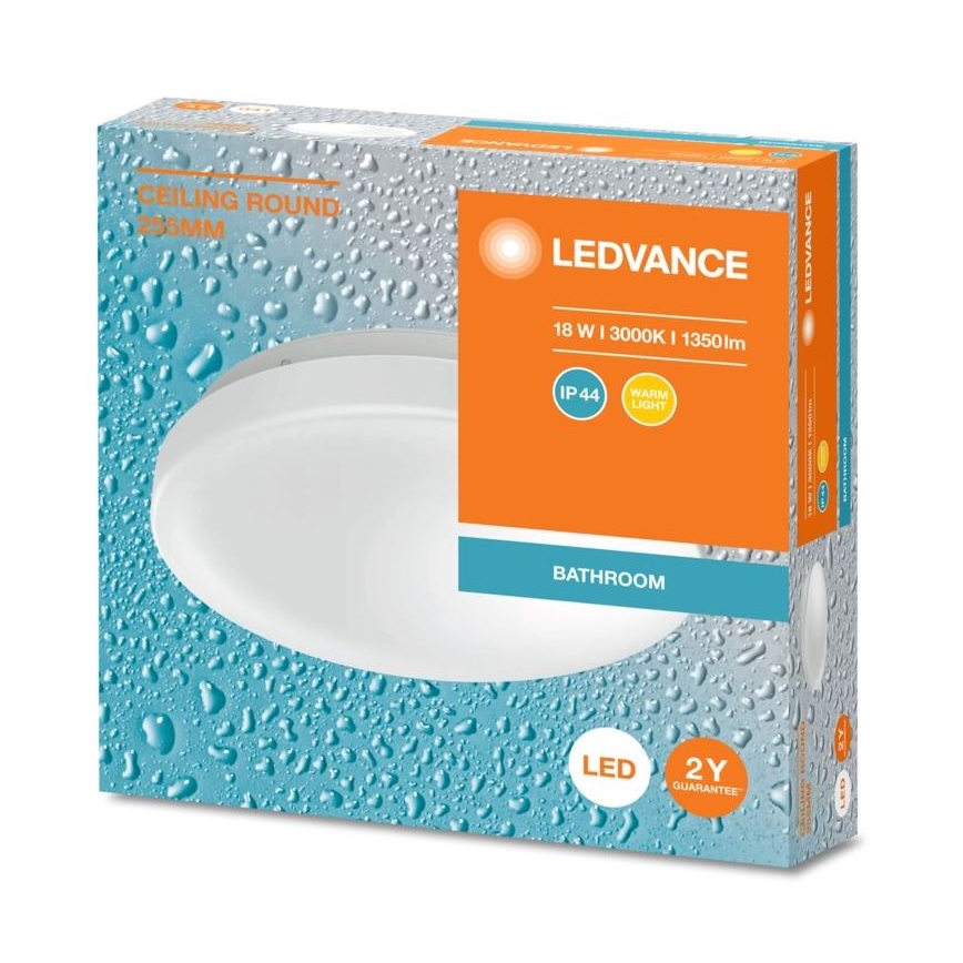 Ledvance - LED Badkamer plafondlamp CEILING ROUND LED/18W/230V 3000K IP44
