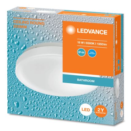 Ledvance - LED Badkamer plafondlamp CEILING ROUND LED/18W/230V 6500K IP44