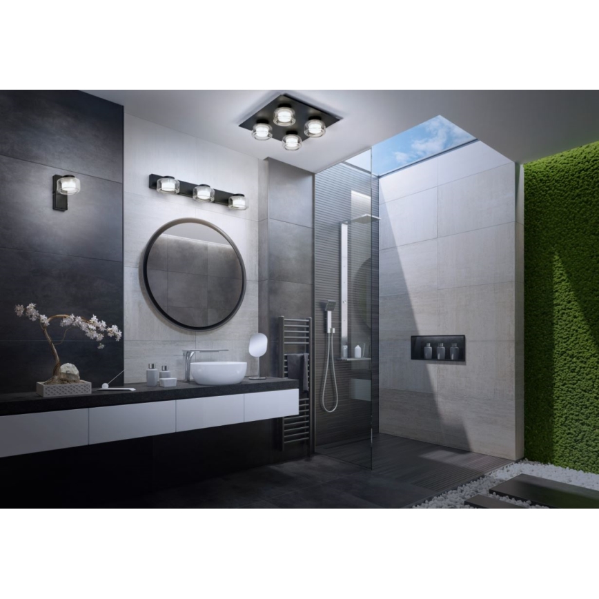 Ledvance - LED Badkamer plafondlamp ORBIS FLAME 4xLED/5,5W/230V 3000/4000K IP44 zwart