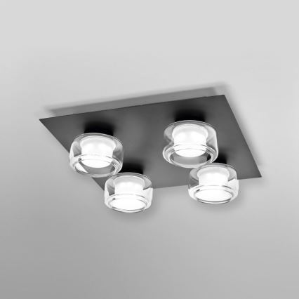 Ledvance - LED Badkamer plafondlamp ORBIS FLAME 4xLED/5,5W/230V 3000/4000K IP44 zwart