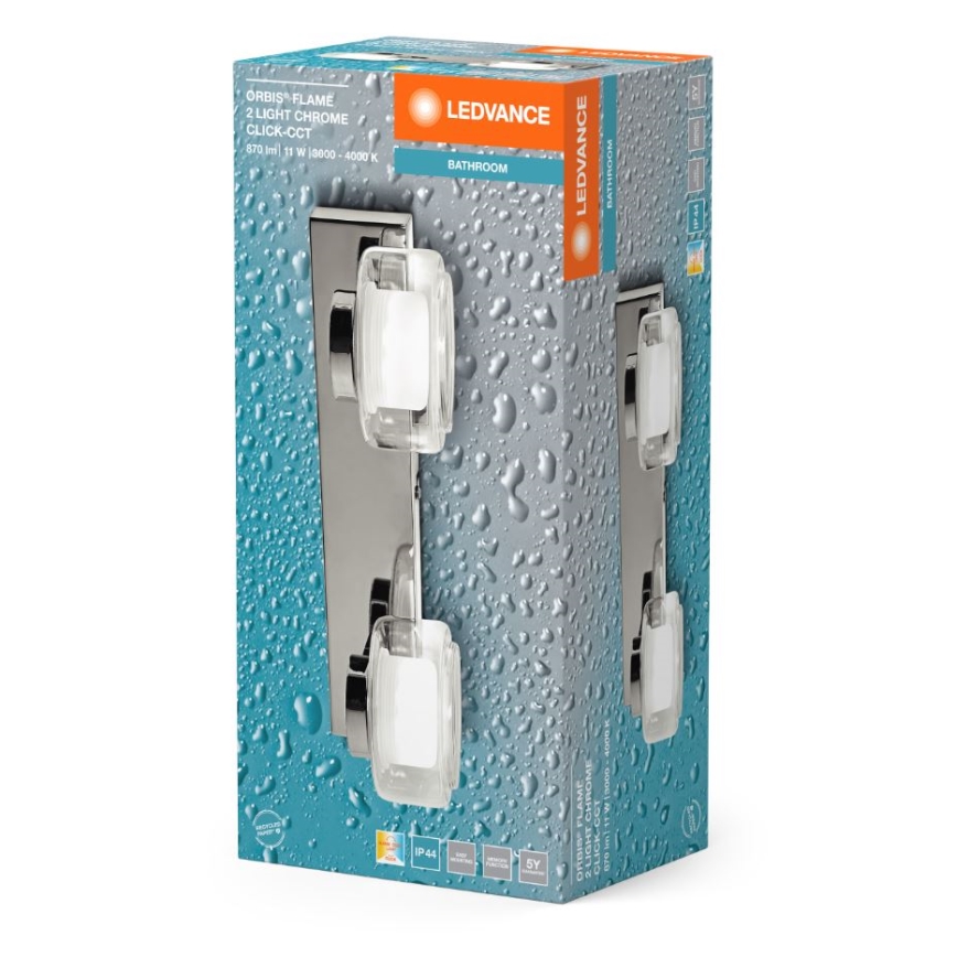 Ledvance - LED Badkamer wandlamp ORBIS FLAME 2xLED/5,5W/230V 3000/4000K IP44 chroom