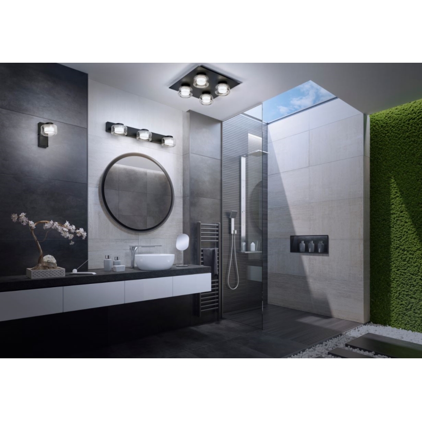 Ledvance - LED Badkamer wandlamp ORBIS FLAME 2xLED/5,5W/230V 3000/4000K IP44 zwart
