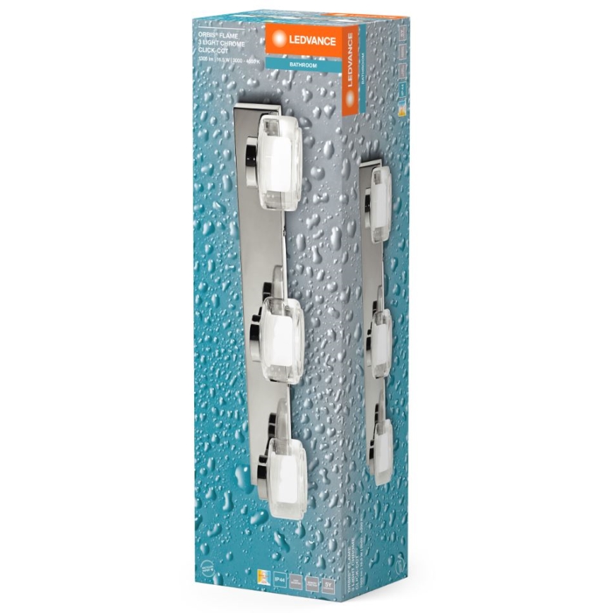 Ledvance-LED Badkamer wandlamp ORBIS FLAME 3xLED/5,5W/230V IP44 chroom