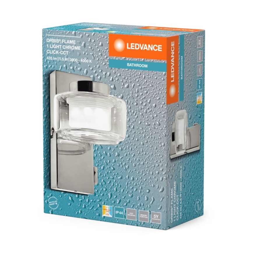Ledvance - LED Badkamer wandlamp ORBIS FLAME LED/5,5W/230V 3000/4000K IP44 chroom