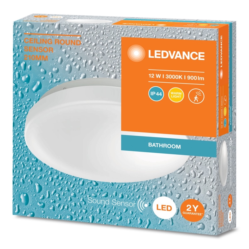 Ledvance - LED plafondlamp voor de badkamer met schemersensor CEILING ROUND LED/12W/230V IP44