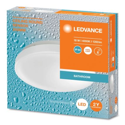 Ledvance - LED plafondlamp voor de badkamer met schemersensor CEILING ROUND LED/18W/230V IP44