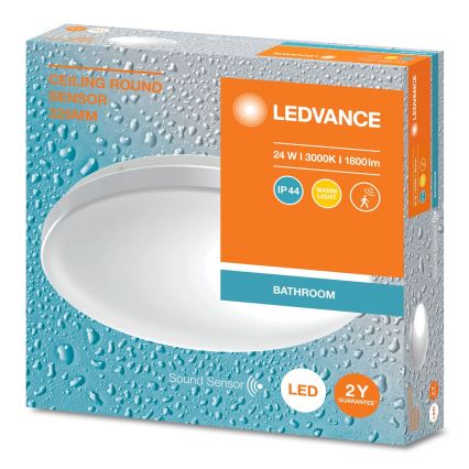 Ledvance - LED plafondarmatuur voor badkamer met schemersensor CEILING ROUND LED/24W/230V IP44