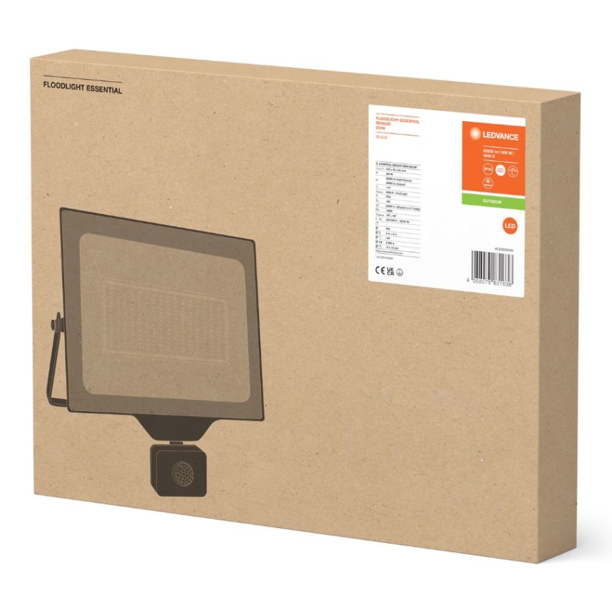 Ledvance - LED Buitenwand schijnwerper met een sensor FLOODLIGHT ESSENTIAL LED/200W/230V IP65