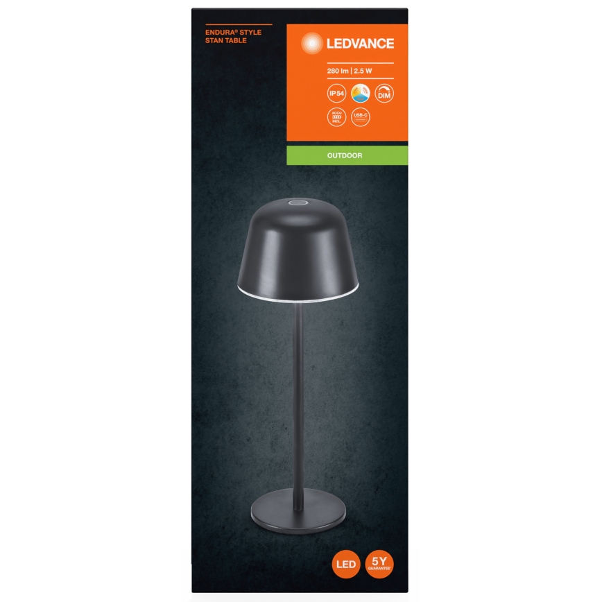 Ledvance - LED Dimbaar buitenshuis rechargeable lamp TABLE LED/2,5W/5V IP54 zwart