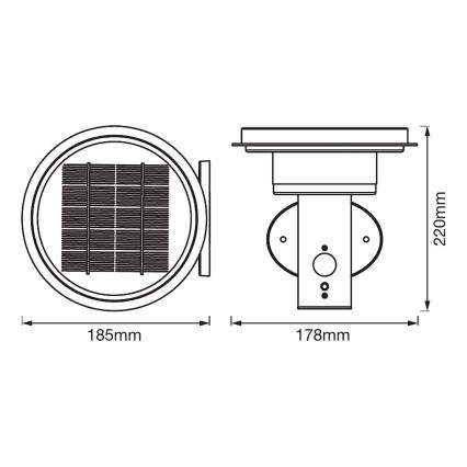 Ledvance - LED dimbare lamp op zonne-energie met een sensor CIRCLE LED/6W/3,2V 2200 mAh IP44