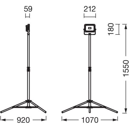 Ledvance - LED dimbare schijnwerper met houder WORKLIGHT TRIPOD LED/20W/3,7V IP54