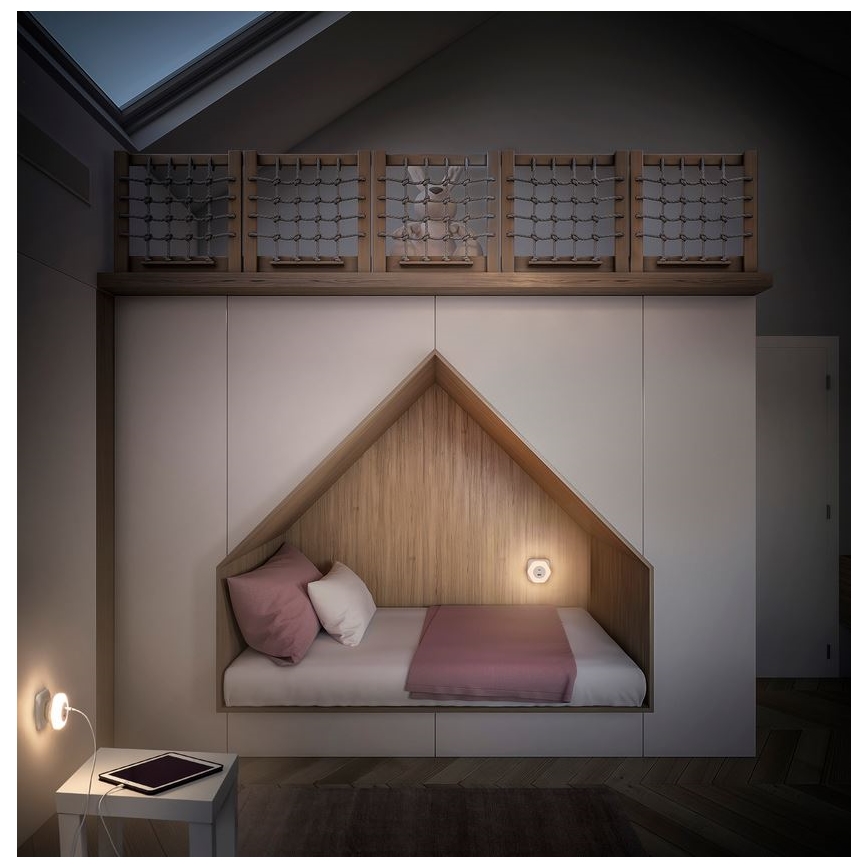 Ledvance - LED Navigatie lamp met stekker met USB LUNETTA LED/15W/230V