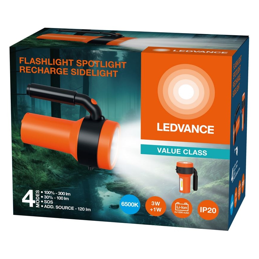 Ledvance - LED Oplaadbare zaklamp met een powerbank FLASHLIGHT LED/3W/5V 2400mAh