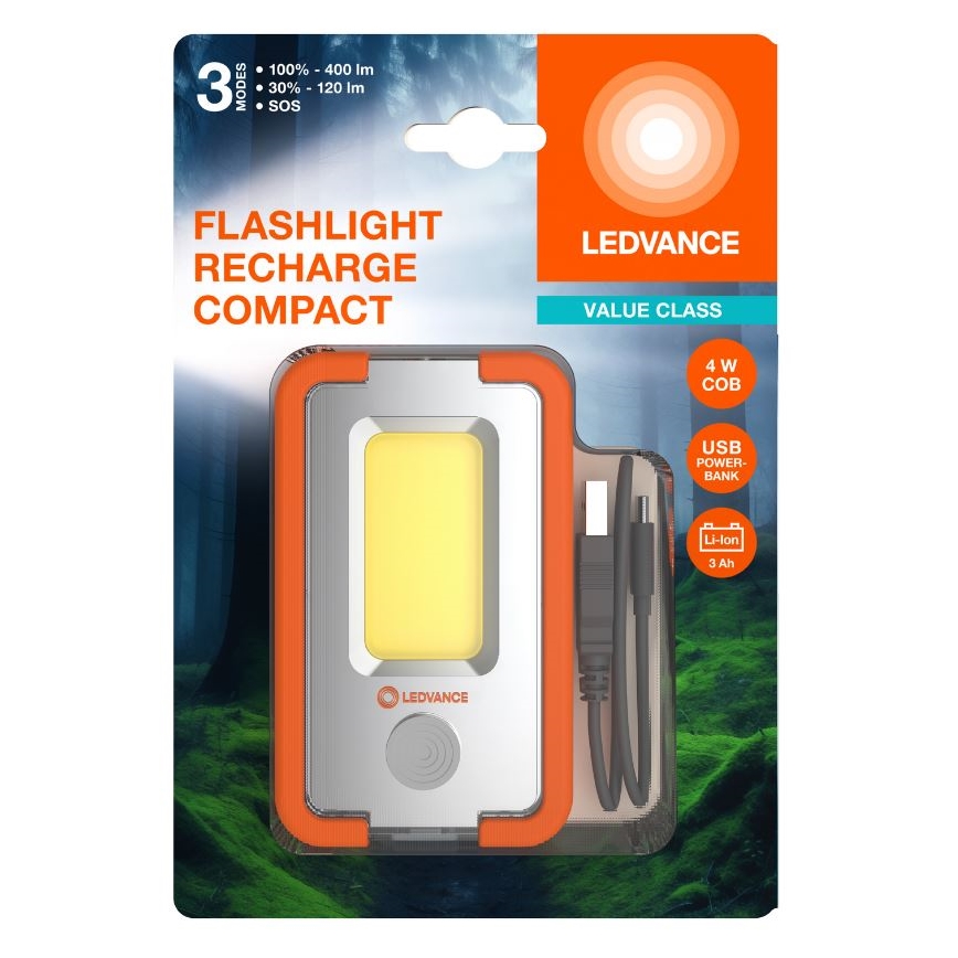 Ledvance - LED Oplaadbare zaklamp met een powerbank FLASHLIGHT LED/4W/5V 3000mAh IPX2
