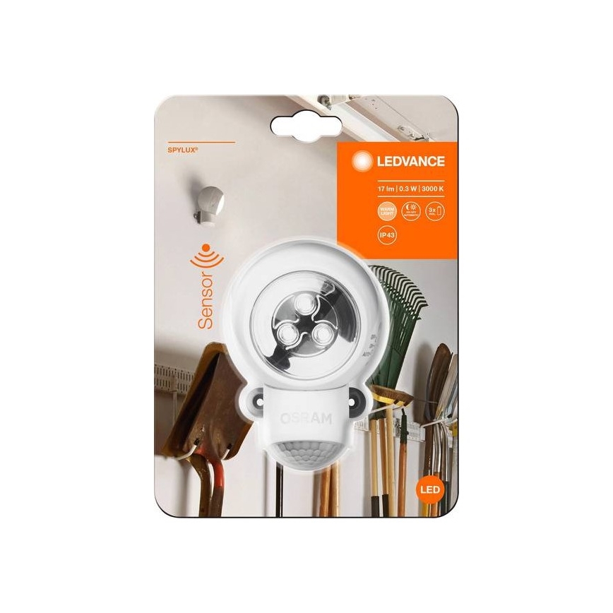 Ledvance -LED Oriëntatie lamp voor buiten met sensor SPYLUX LED/0,3W/3xAA IP43