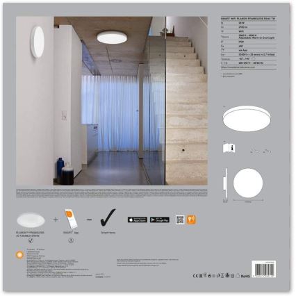 Ledvance - LED Plafondlamp dimbaar SMART + FRAMELESS LED / 28W / 230V 3.000K-6.500K Wi-Fi