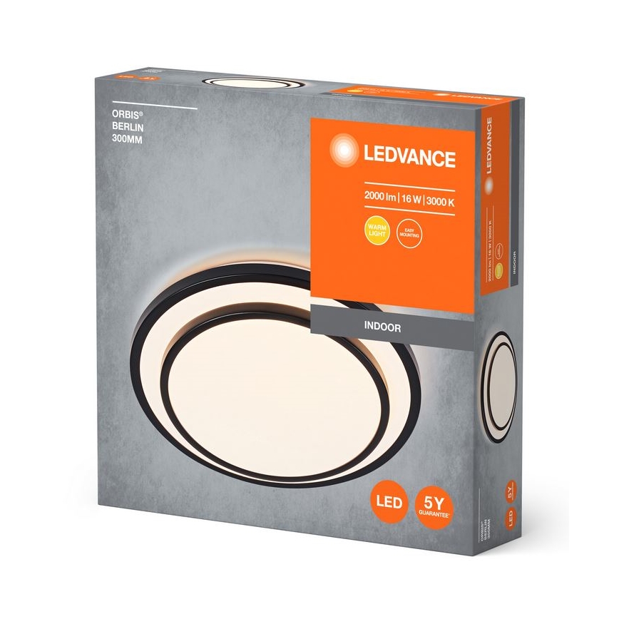 Ledvance - LED Plafondlamp ORBIS BERLIN LED/16W/230V zwart