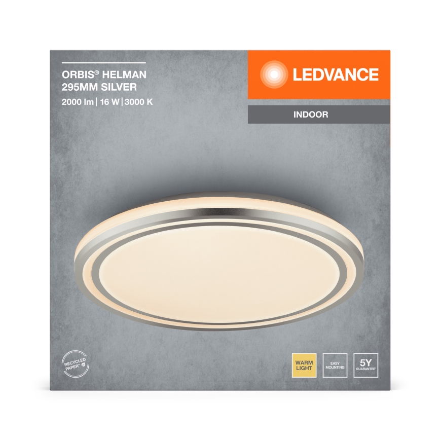 Ledvance - LED Plafondlamp ORBIS HELMAN LED/16W/230V diameter 29,5 cm zilver