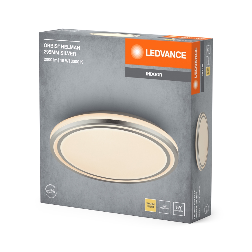 Ledvance - LED Plafondlamp ORBIS HELMAN LED/16W/230V diameter 29,5 cm zilver