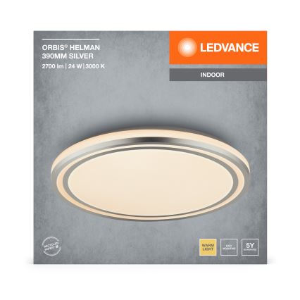 Ledvance - LED Plafondlamp ORBIS HELMAN LED/24W/230V diameter 39 cm zilver