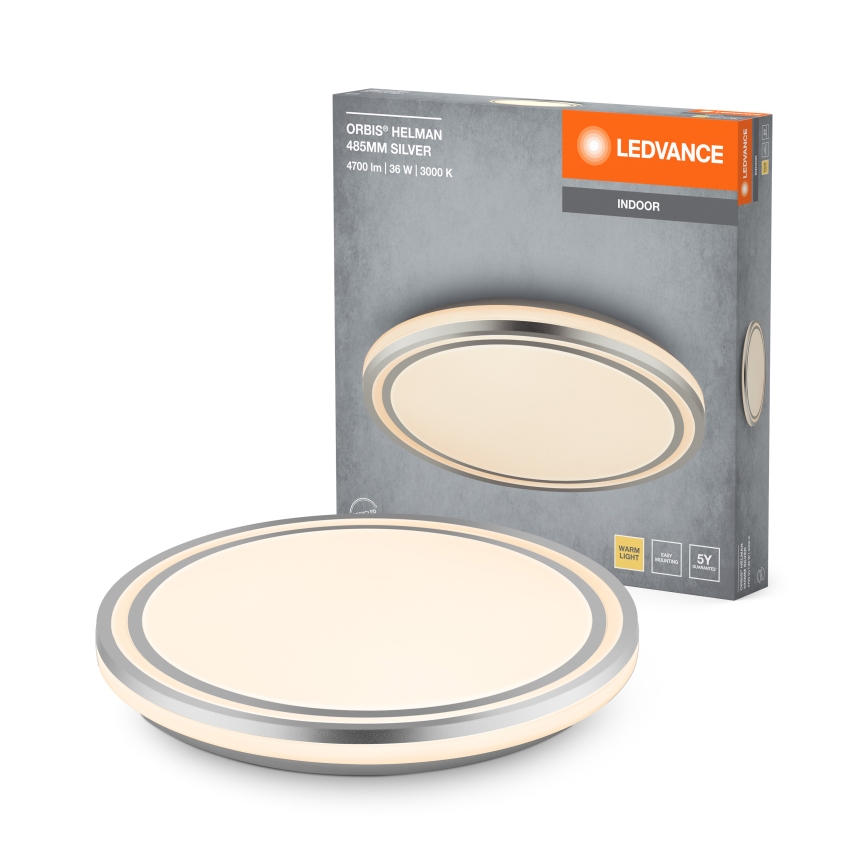 Ledvance - LED Plafondlamp ORBIS HELMAN LED/36W/230V diameter 48,5 cm zilver