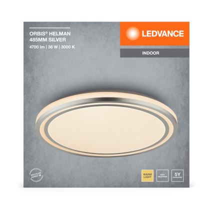 Ledvance - LED Plafondlamp ORBIS HELMAN LED/36W/230V diameter 48,5 cm zilver