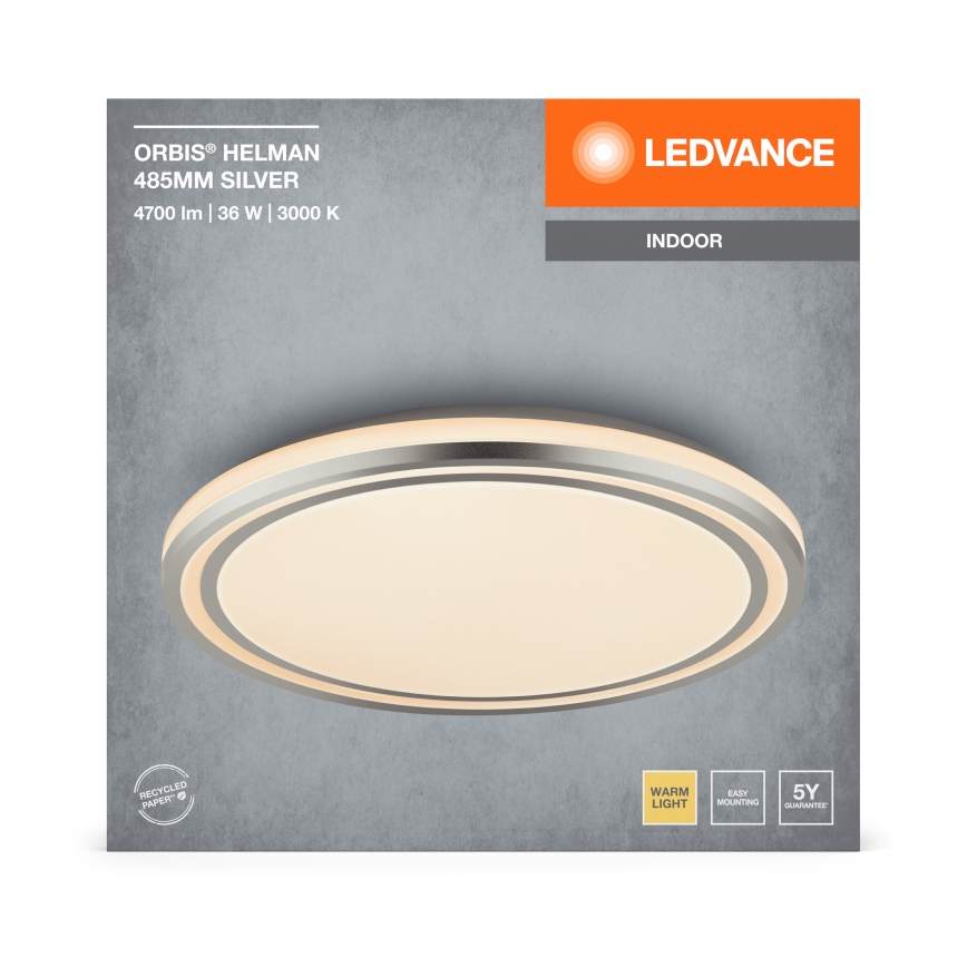 Ledvance - LED Plafondlamp ORBIS HELMAN LED/36W/230V diameter 48,5 cm zilver