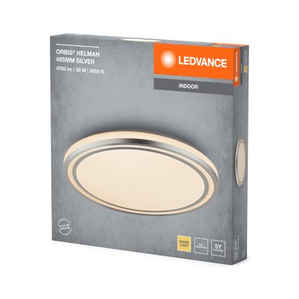 Ledvance - LED Plafondlamp ORBIS HELMAN LED/36W/230V diameter 48,5 cm zilver
