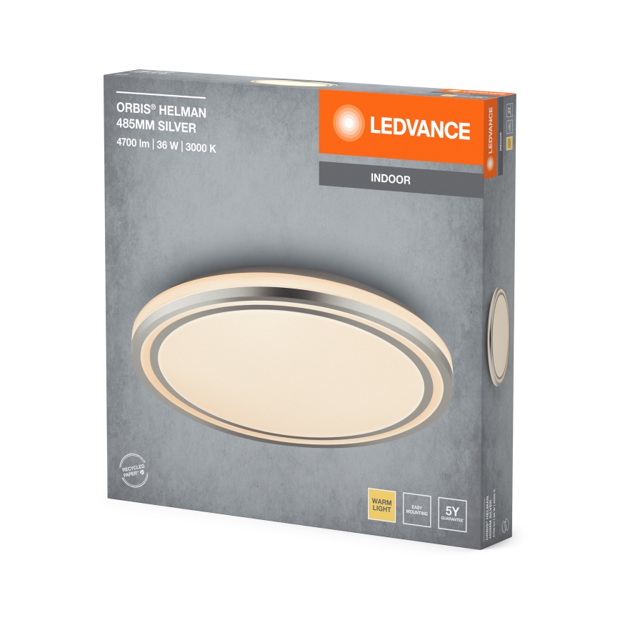 Ledvance - LED Plafondlamp ORBIS HELMAN LED/36W/230V diameter 48,5 cm zilver