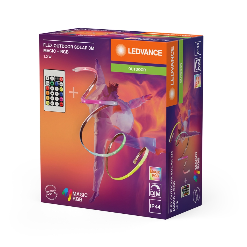 Ledvance - LED RGB dimbare zonne-LED-strip FLEX MAGIC 3m LED/1,2W/3,7V 2000 mAh IP44 + afstandsbediening
