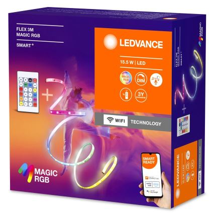 Ledvance - LED RGB Dimbare strip SMART+ MAGIC FLEX 3m LED/15,5W/230V Wi-Fi + afstandsbediening