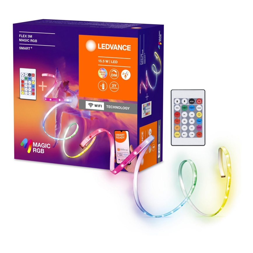 Ledvance - LED RGB Dimbare strip SMART+ MAGIC FLEX 3m LED/15,5W/230V Wi-Fi + afstandsbediening