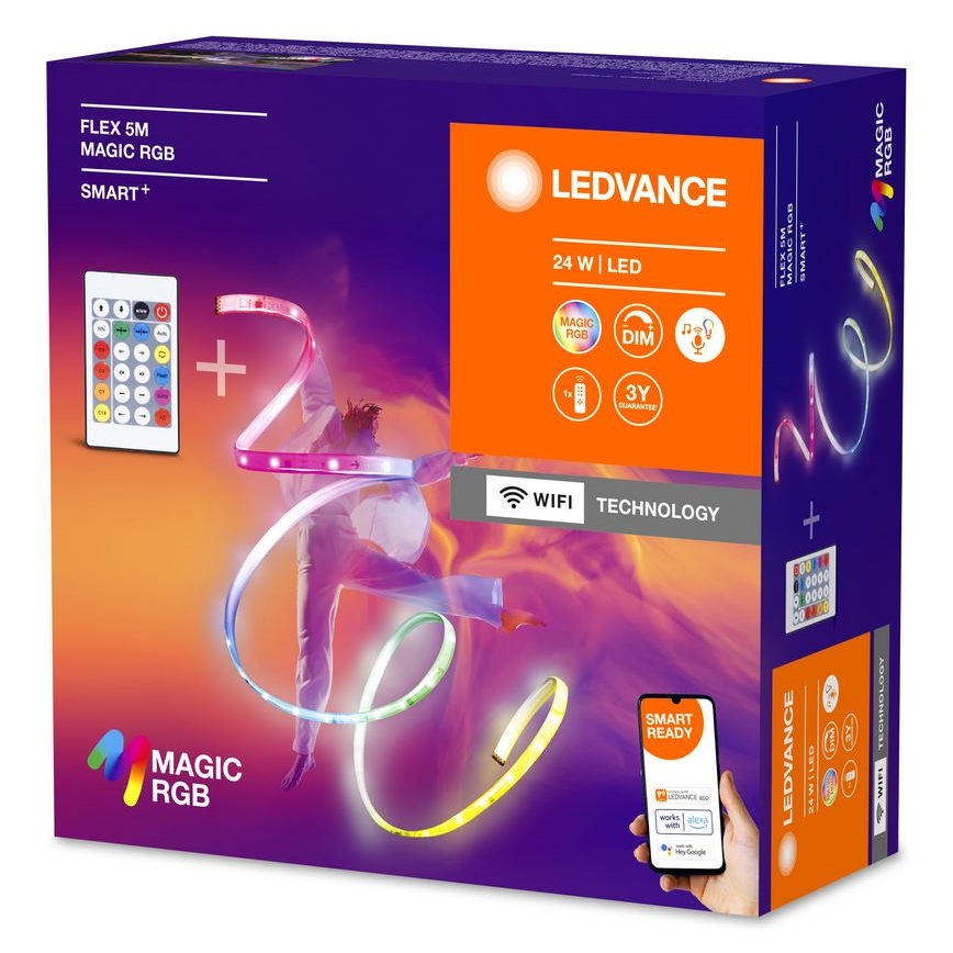 Ledvance - LED RGB Dimbare strip SMART+ MAGIC FLEX 5m LED/24W/230V Wi-Fi + afstandsbediening