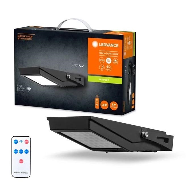 Ledvance - LED Schijnwerper op zonne-energie voor buiten met sensor FLOOD LED/10W/3,6V 2000 mAh IP65 + afstandsbediening