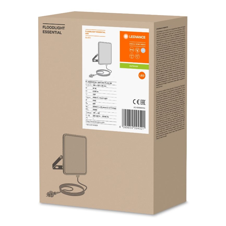 Ledvance - LED Buitenwand schijnwerper FLOODLIGHT ESSENTIAL LED/30W/230V 4000K IP65