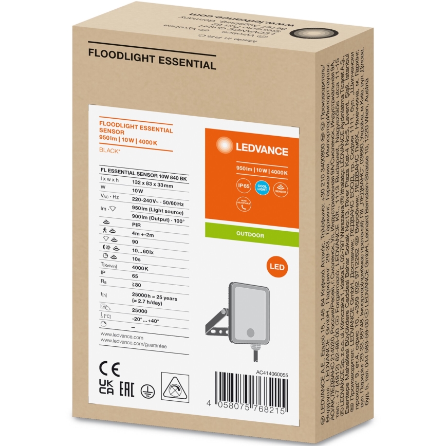 Ledvance - LED Schijnwerper voor Buiten met Sensor FLOODLIGHT LED/10W/230V 4000K IP65