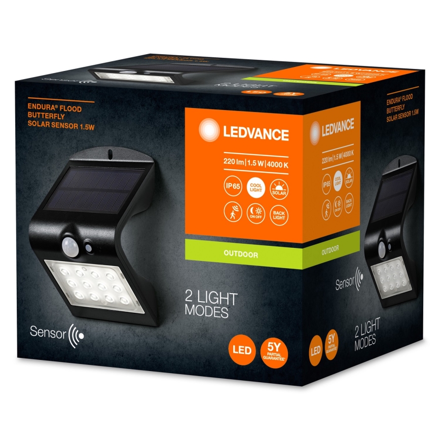 Ledvance - LED Solar wandlamp met sensor VLINDER LED/1,5W/3,7V 1200 mAh IP65