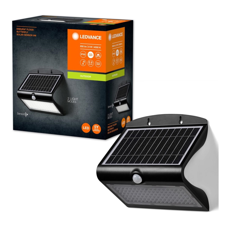 Ledvance - LED Solar wandlamp met sensor VLINDER LED/8W/3,7V 2000 mAh IP65