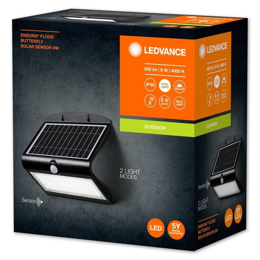 Ledvance - LED Solar wandlamp met sensor VLINDER LED/8W/3,7V 2000 mAh IP65