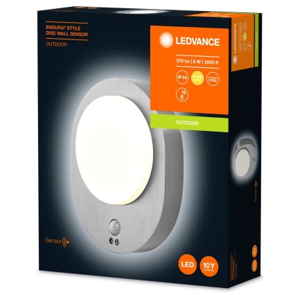 Ledvance - LED Wand Lamp voor Buiten met Sensor DISC LED/8W/230V IP44