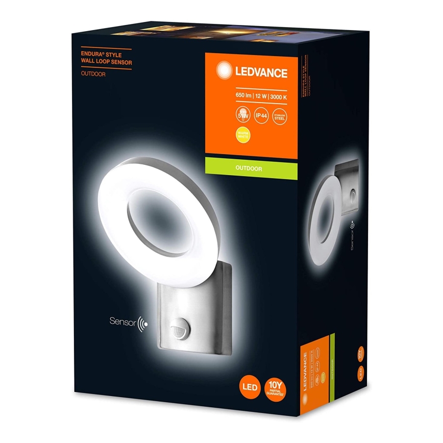 Ledvance - LED Wand Lamp voor Buiten met Sensor LOOP 1xLED/12W/230V IP44