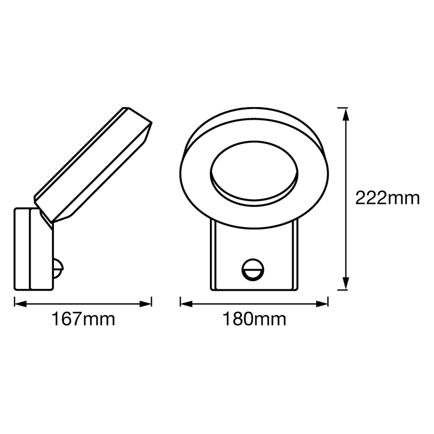 Ledvance - LED Wand Lamp voor Buiten met Sensor LOOP 1xLED/12W/230V IP44