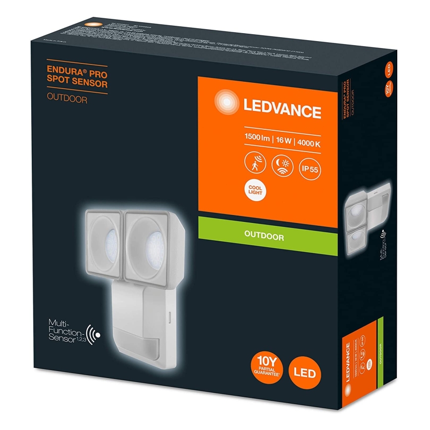 Ledvance - LED Wand Lamp voor Buiten met Sensor SPOT 2xLED/8W/230V IP55