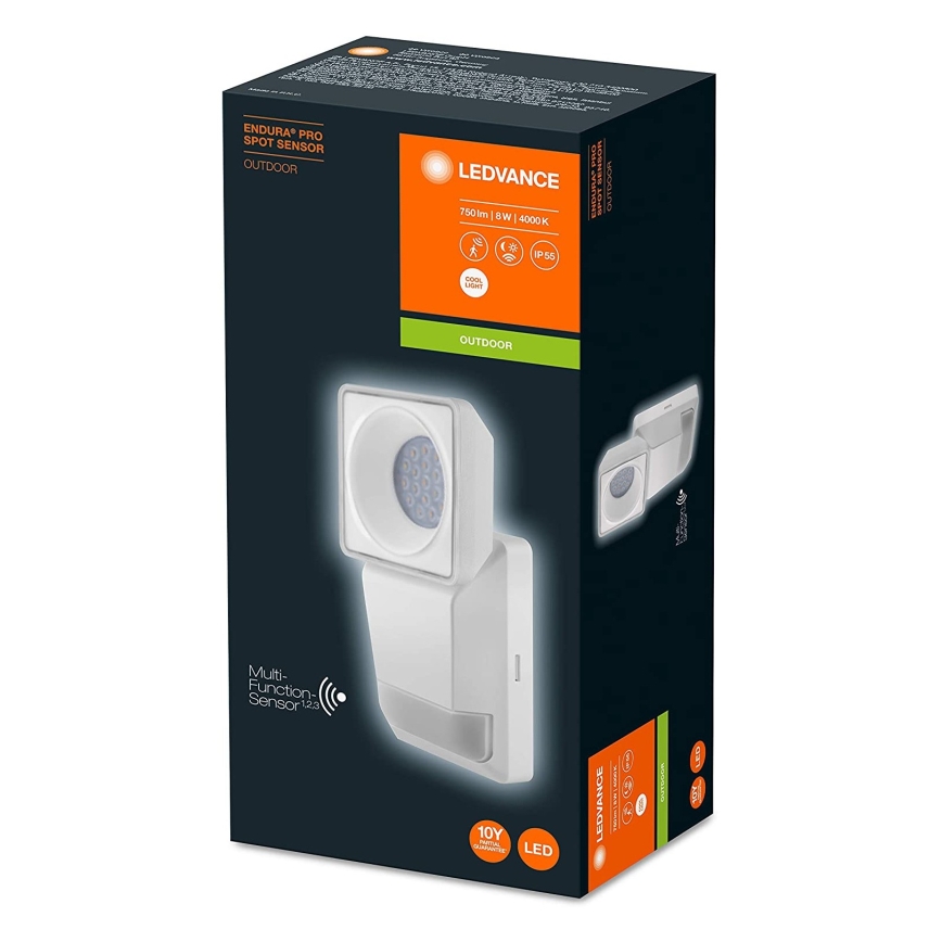 Ledvance - LED Wand Lamp voor Buiten met Sensor SPOT LED/8W/230V IP55 wit