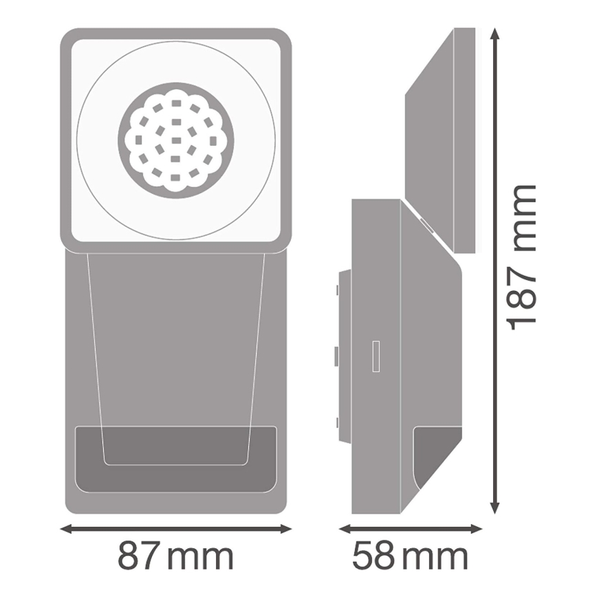Ledvance - LED Wand Lamp voor Buiten met sensor SPOT LED/8W/230V IP55 zwart