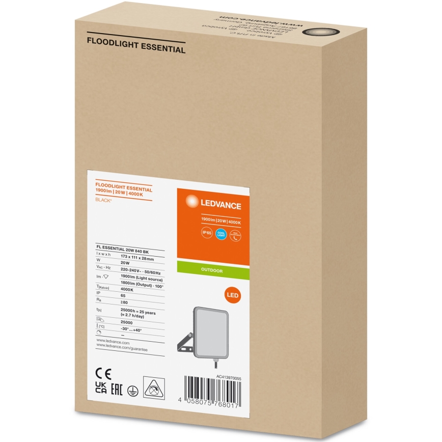 Ledvance - LED Wand Schijnwerper voor Buiten FLOODLIGHT LED/20W/230V 4000K IP65
