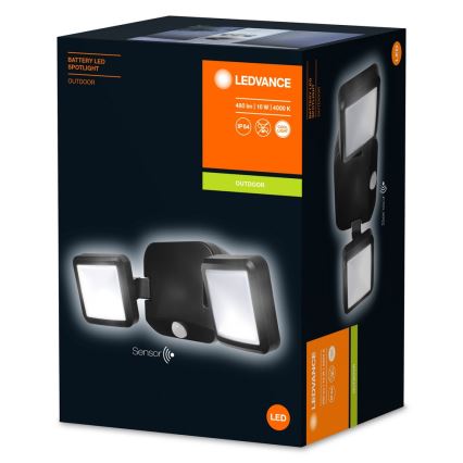 Ledvance - LED Wandlamp voor buiten met sensor BATTERY 2xLED/10W/4xD IP54