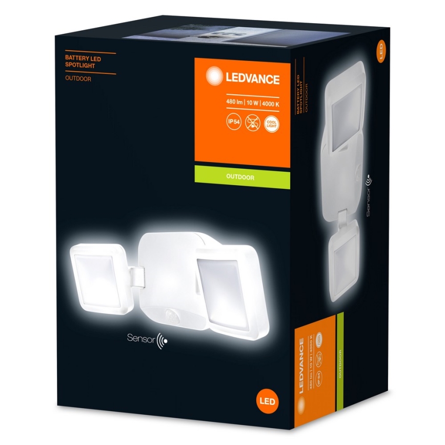 Ledvance - LED Wandlamp voor buiten met sensor BATTERY 2xLED/10W/4xD IP54